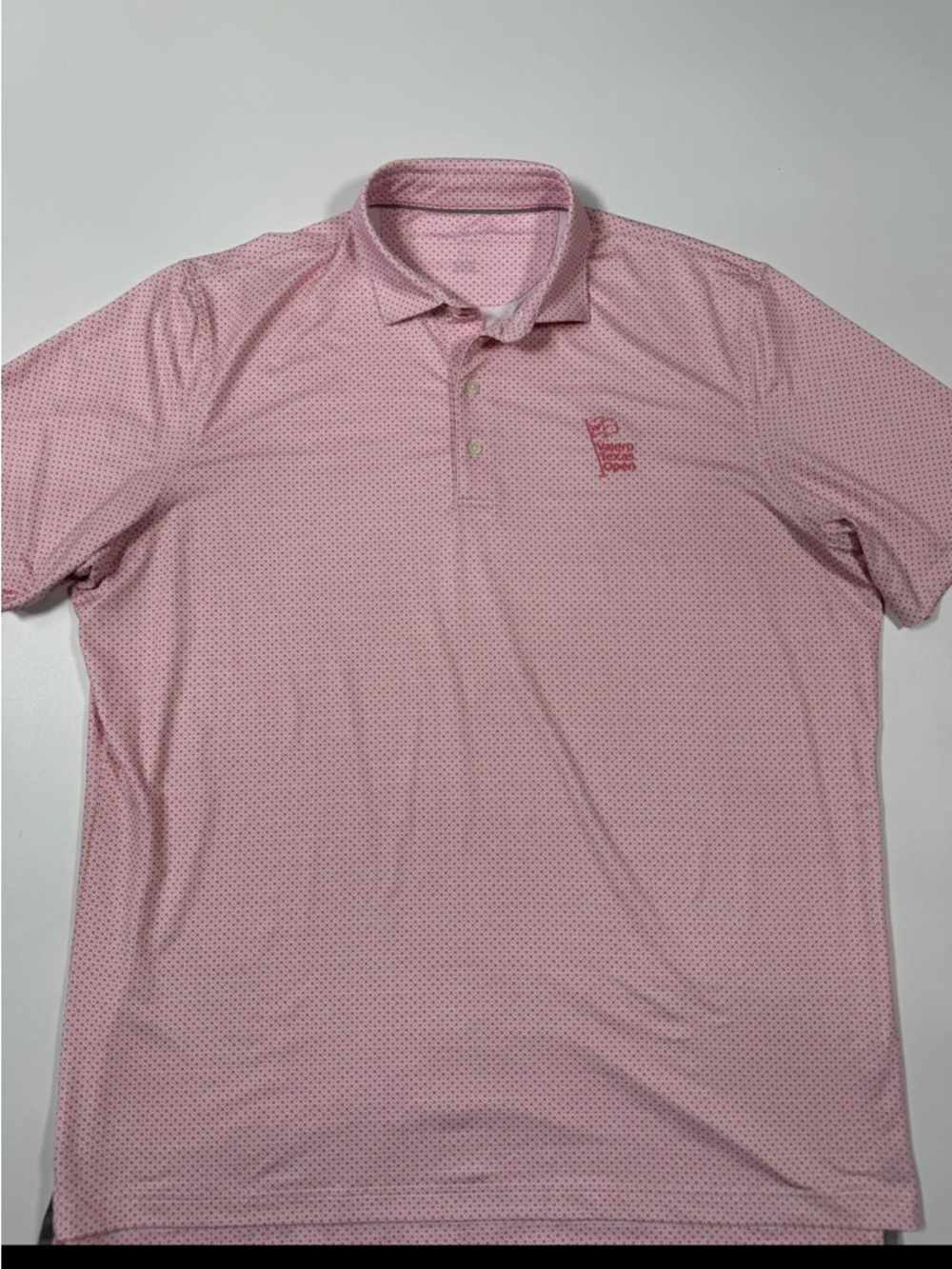 Johnnie-O Polo Shirt XL Pink Geo Print Valero Texas Open Golf Performance